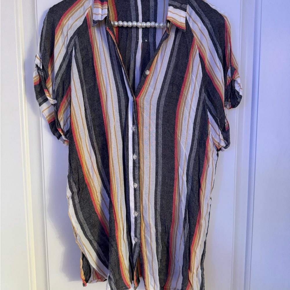 BDG Black and Red Casual Button Down Shirt
